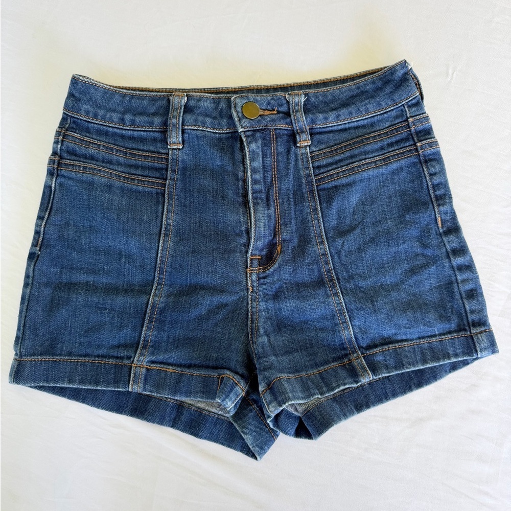 Lottie Moss High-Rise Blue Denim Women's Shorts - Picture 2 of 4